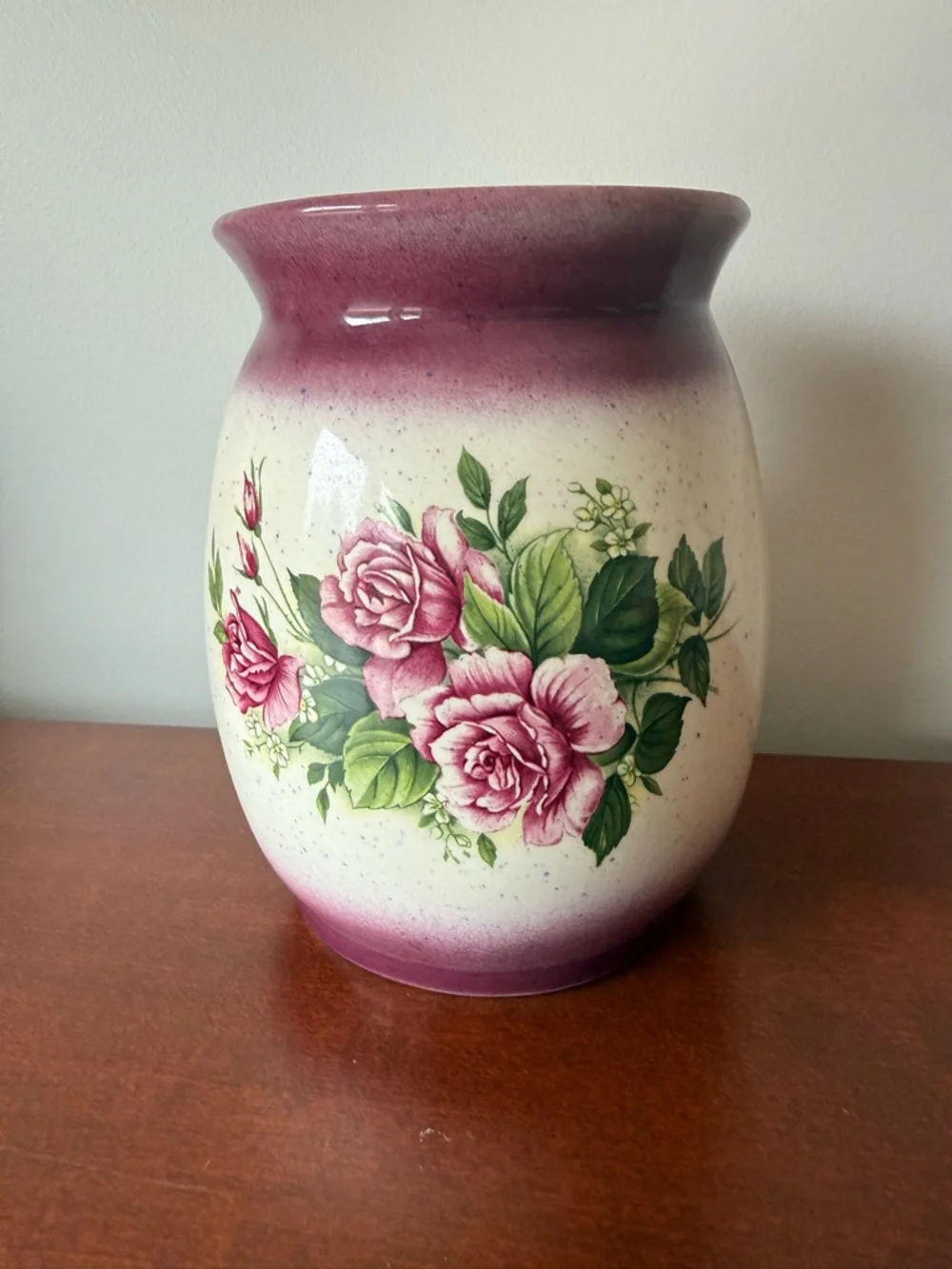 Decorative Pink Rose Hand Spun and Glazed‎ Ceramic Vase - Grandmacore